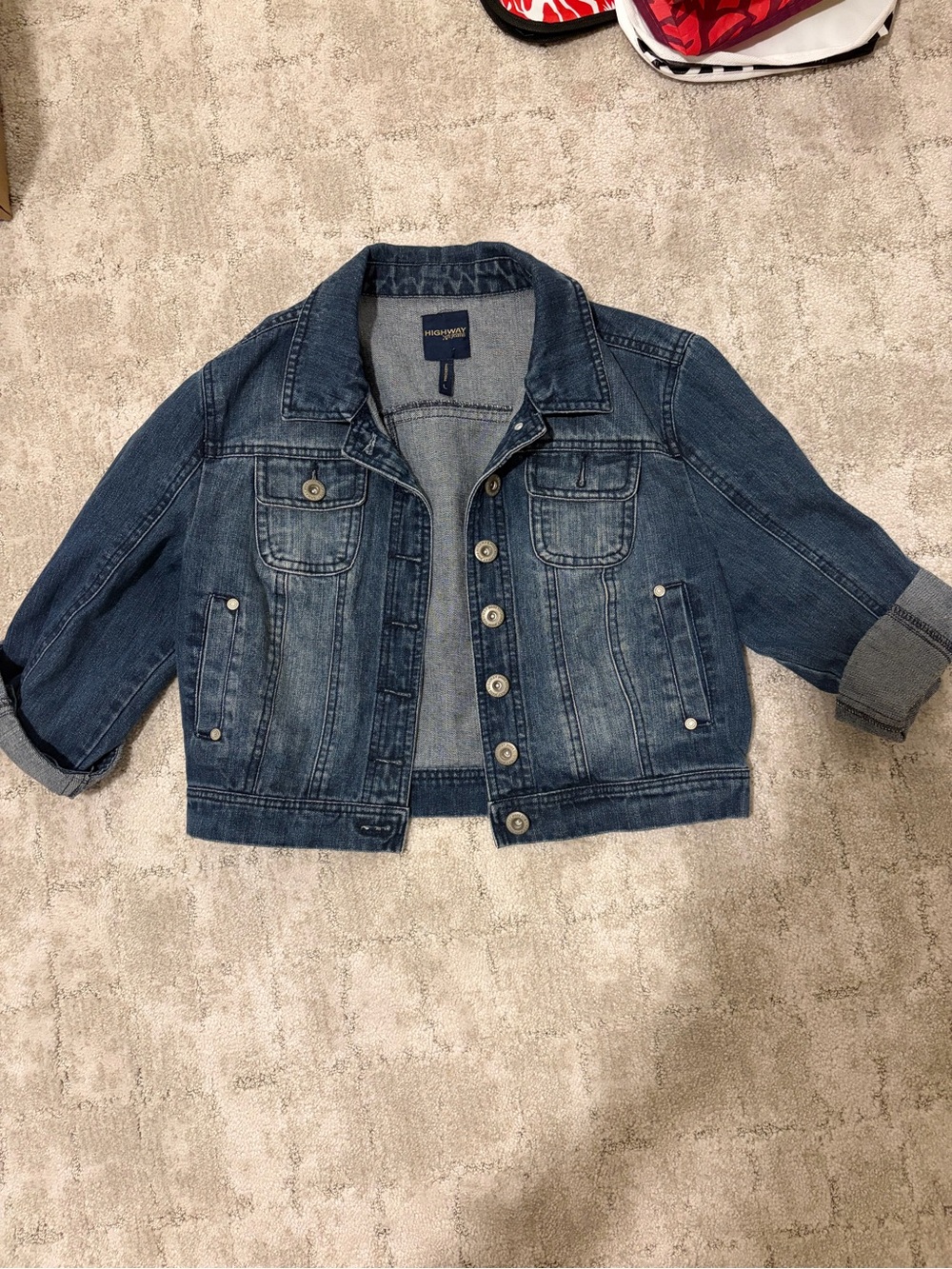 Vintage Highway Blue Denim Jacket with Rolled Cuffs